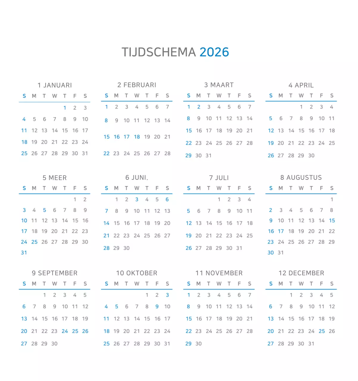 Blauwe minimalistische zakelijke kalenderadvertentie