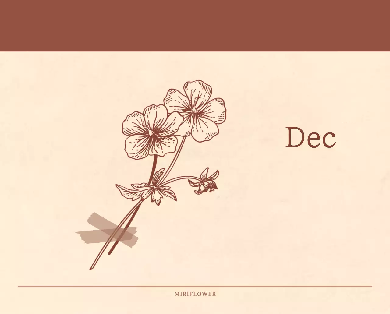 Kalender toko bunga sentimental dengan konsep kertas tenun berwarna coklat muda dan coklat