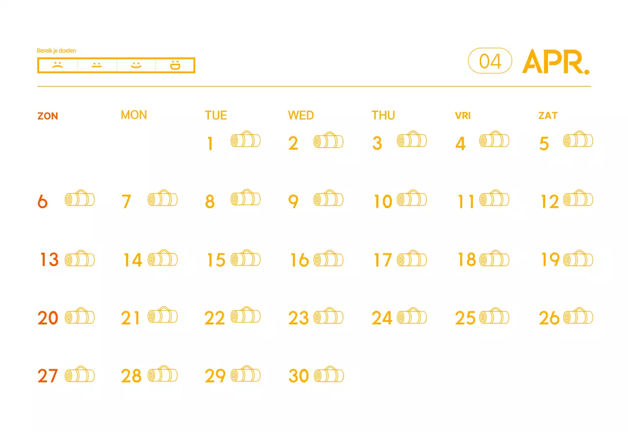 Oranje Minimalistische Yoga Promotiekalender