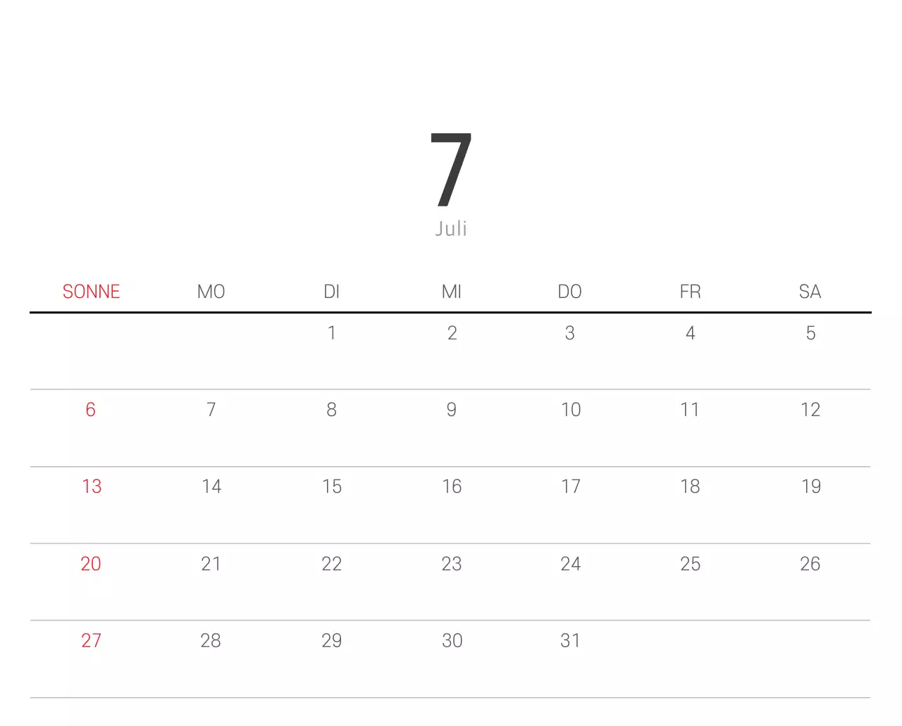 Weißer sauberer botanischer Naturkalender