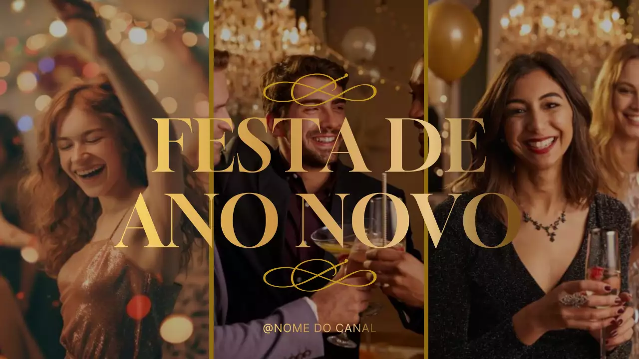 Convite de festa elegante dourado