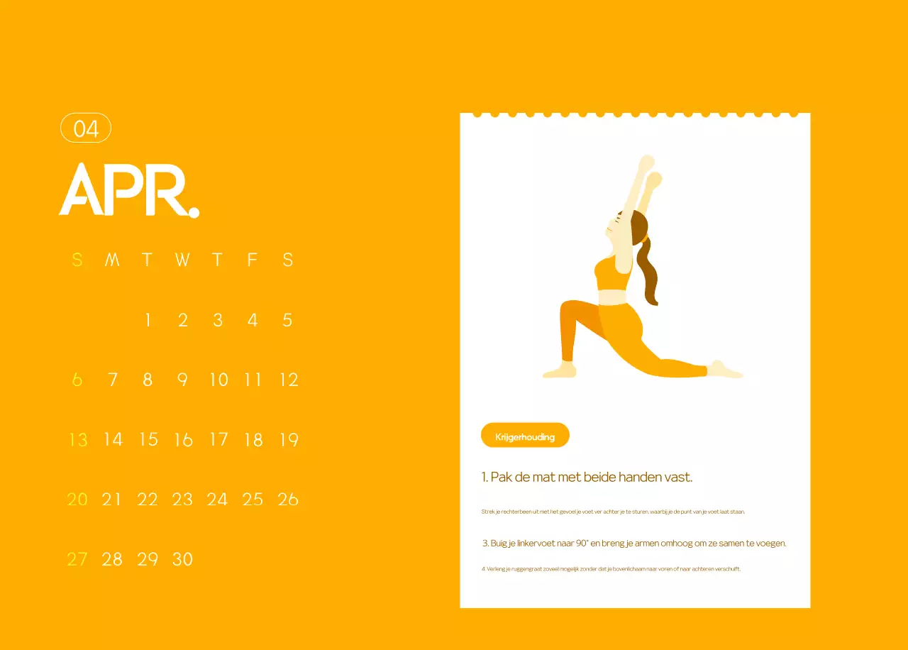 Oranje Minimalistische Yoga Promotiekalender