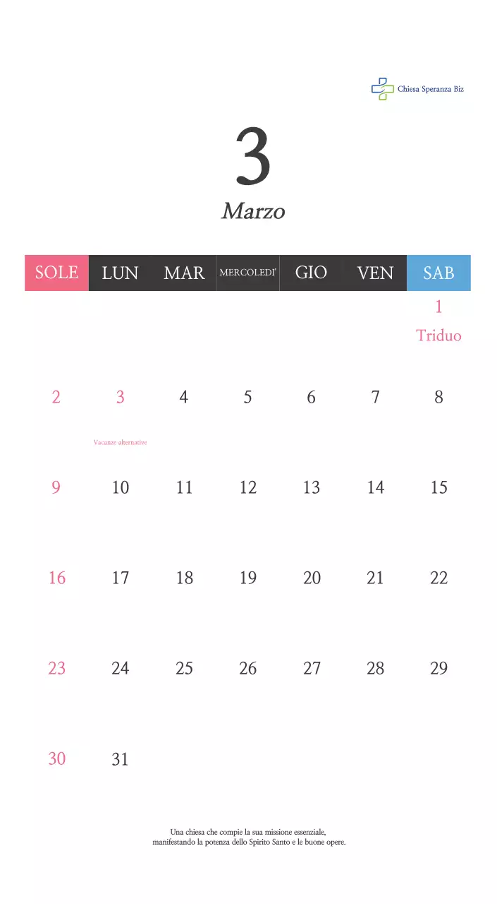 Promozione della chiesa biblica in calligrafia semplice