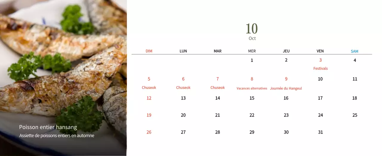 Calendrier de l'alimentation traditionnelle beige