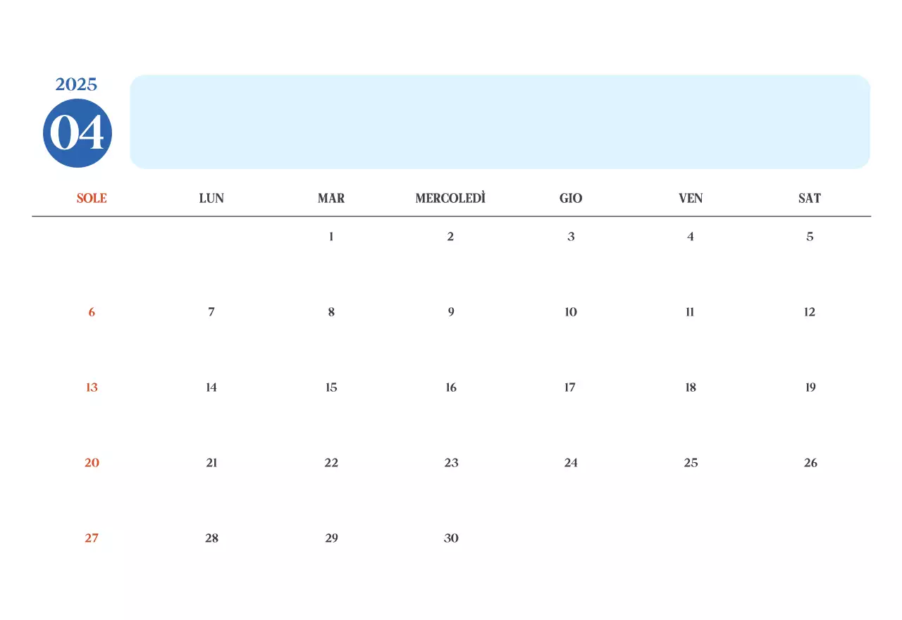 Calendario ospedaliero moderno blu