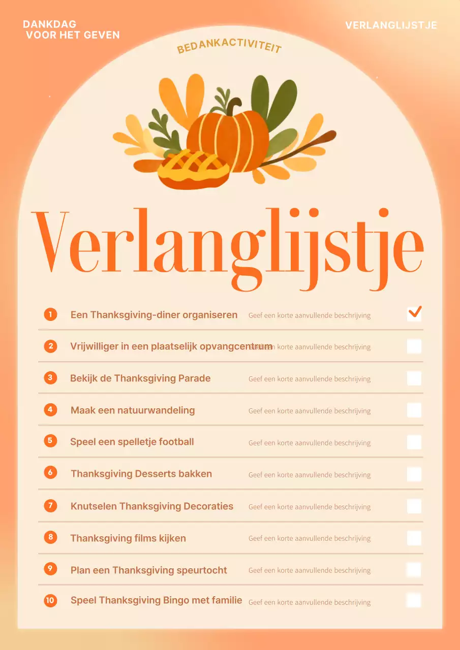 oranje traditionele vakantieplanner