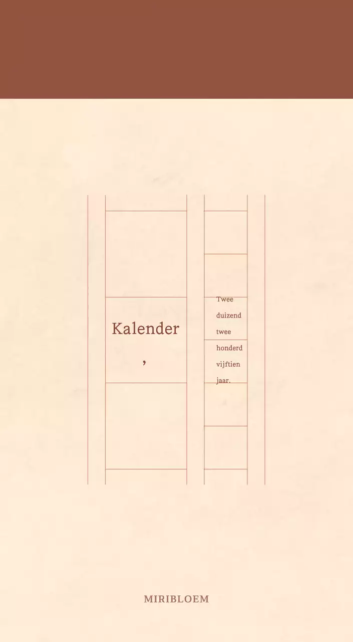 Een sentimentele bloemenkalender in lichtbruin en bruin wollen papierconcept