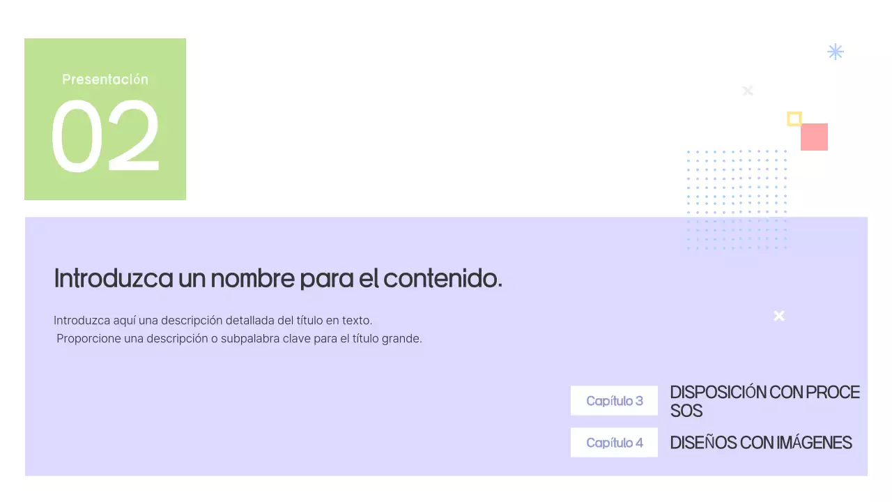 Prospecto con formas sencillas en morado y gris