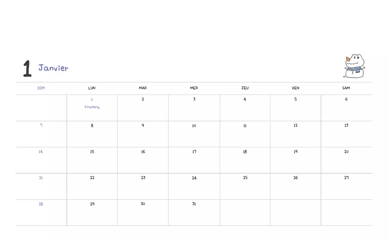 Un calendrier avec un concept d'illustration Ago mignon