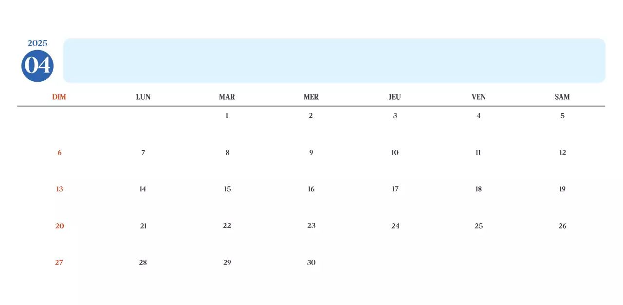 Calendrier hospitalier moderne bleu