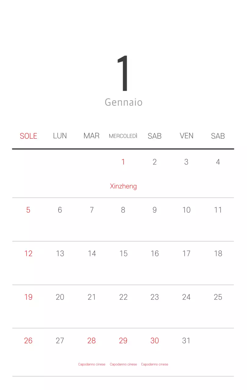 Calendario botanico naturale bianco e pulito