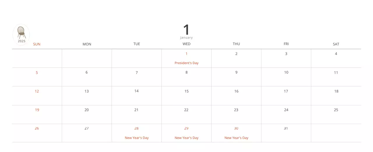 Beige Minimalist Interior Calendar