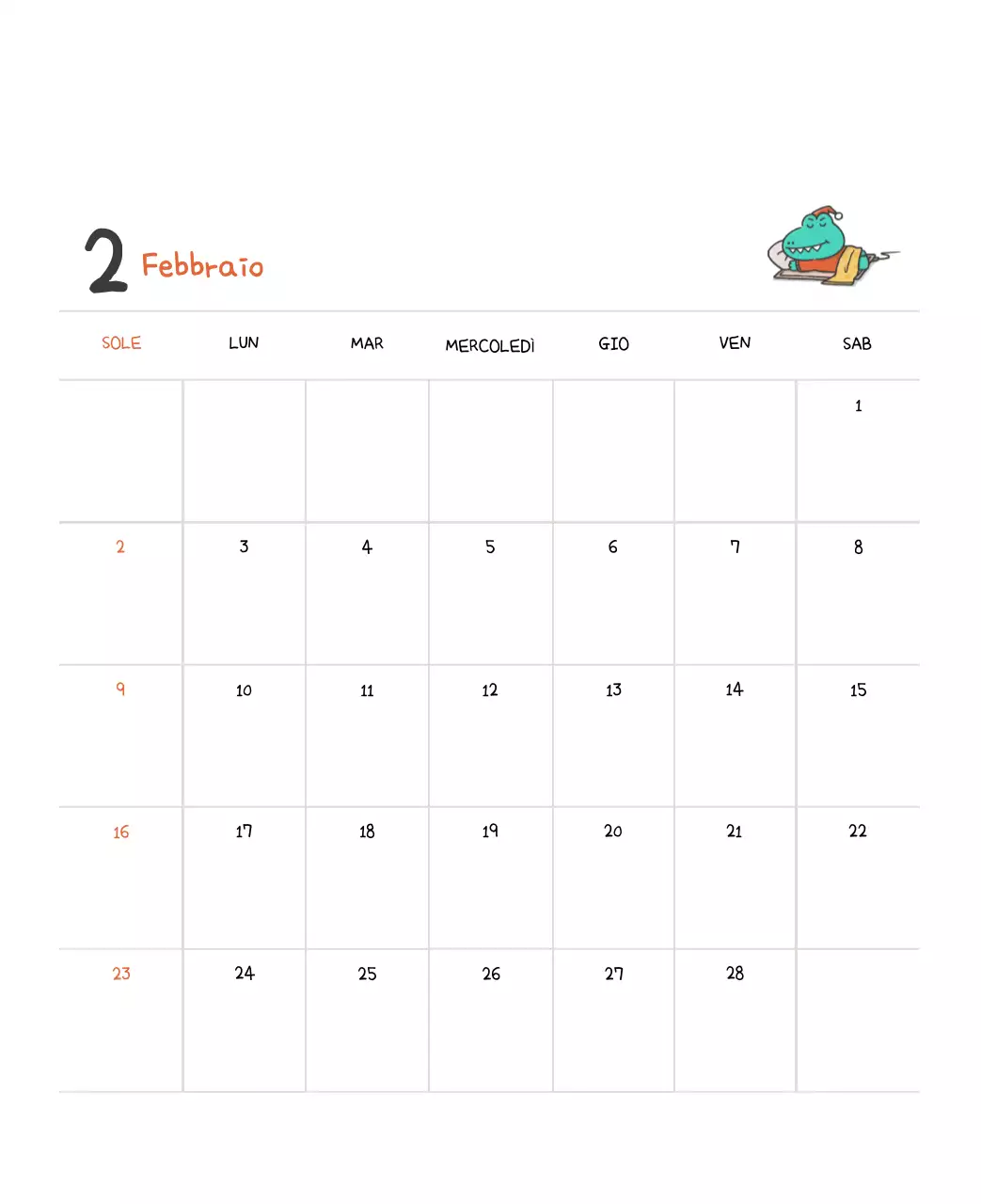 Un calendario con un simpatico concetto di illustrazione di Ago