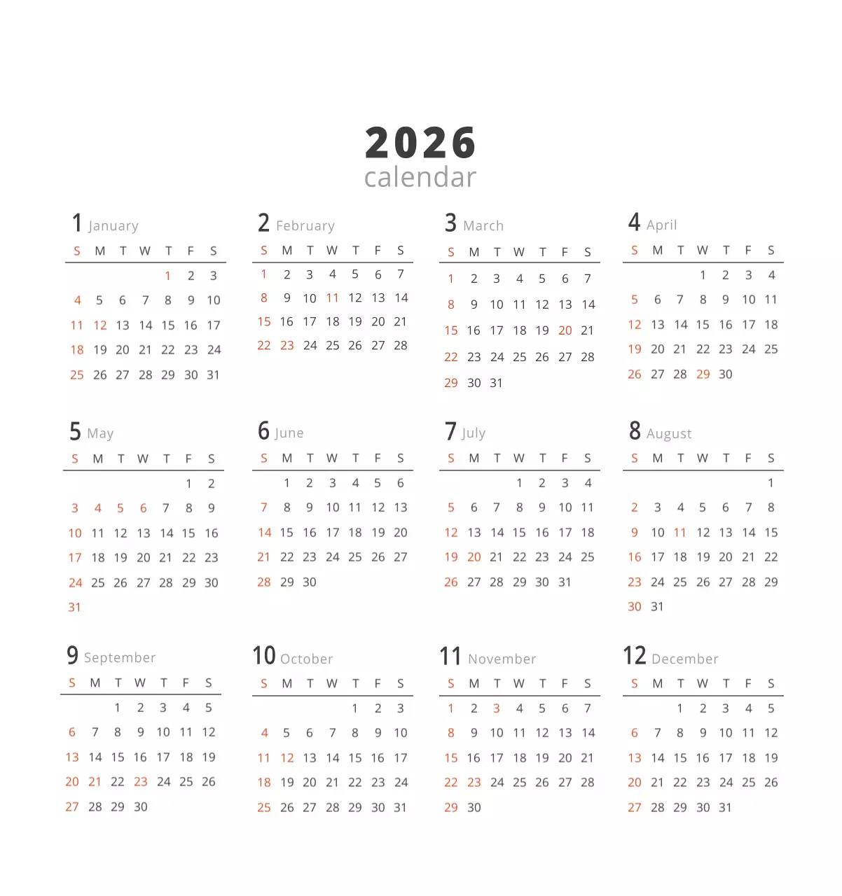 ベージュのミニマルなインテリアカレンダー