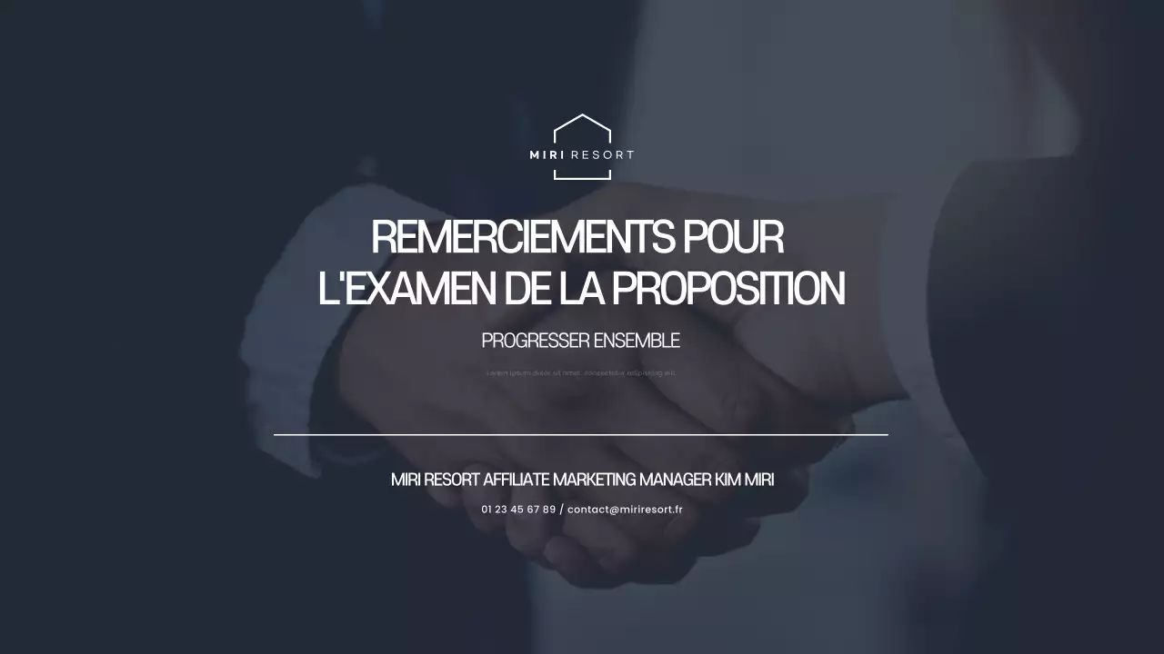 Proposition de partenariat avec le centre de villégiature moderne de Farang