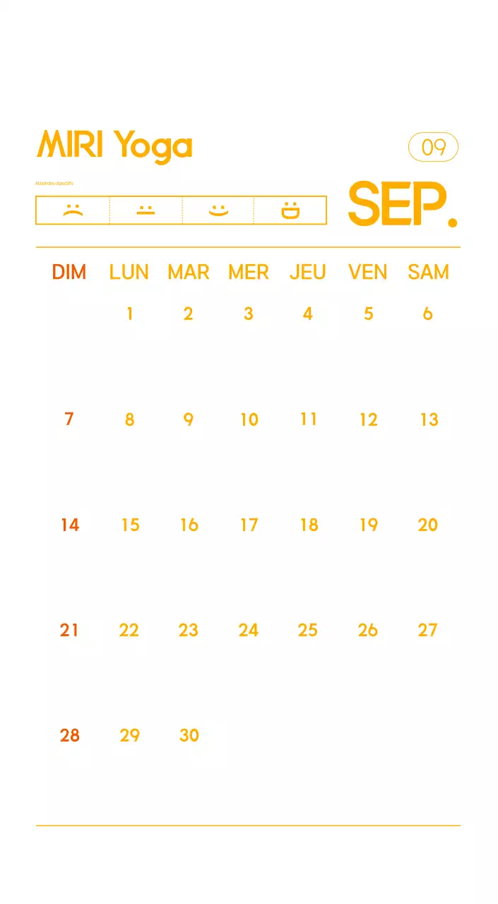Calendrier promotionnel de yoga minimaliste orange