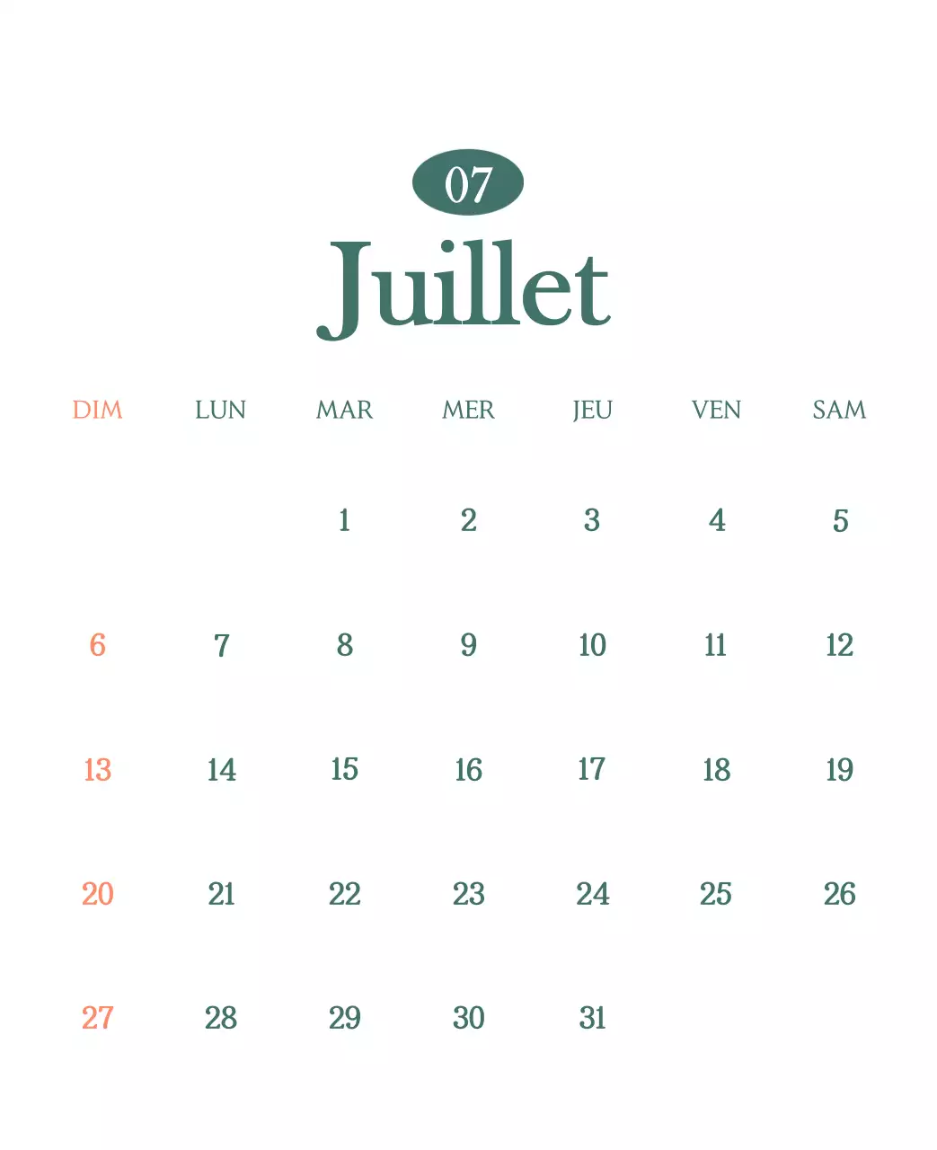 Un calendrier moderne pour les cafés avec des recommandations sur la boisson du mois.