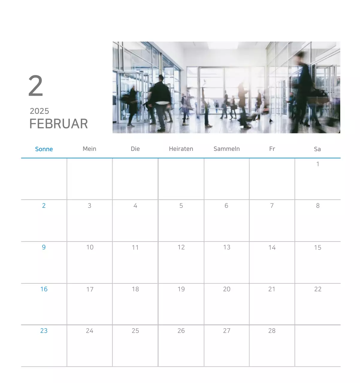 Blauer minimalistischer Firmenkalender Anzeige