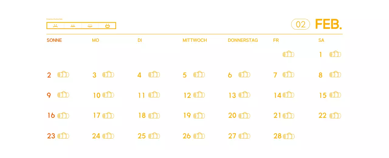 Orange Minimalistischer Yoga-Aktionskalender
