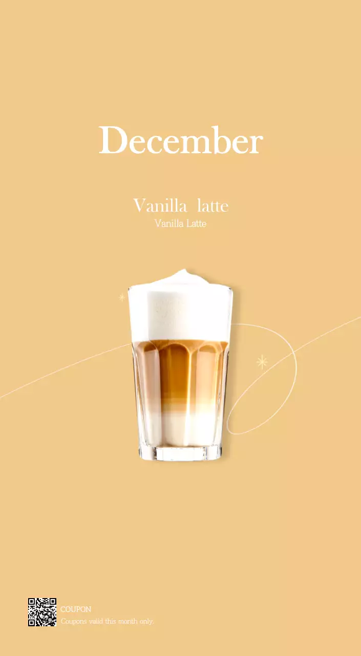 A modern cafe calendar with drink of the month recommendations