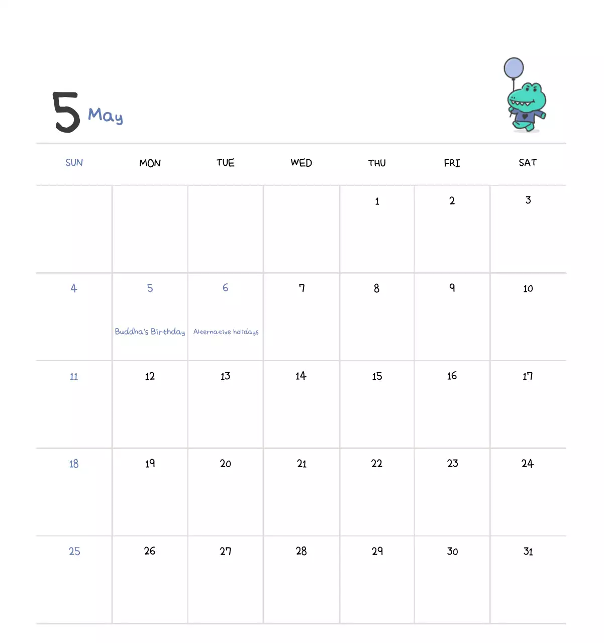 A calendar with a cute Argo illustration concept