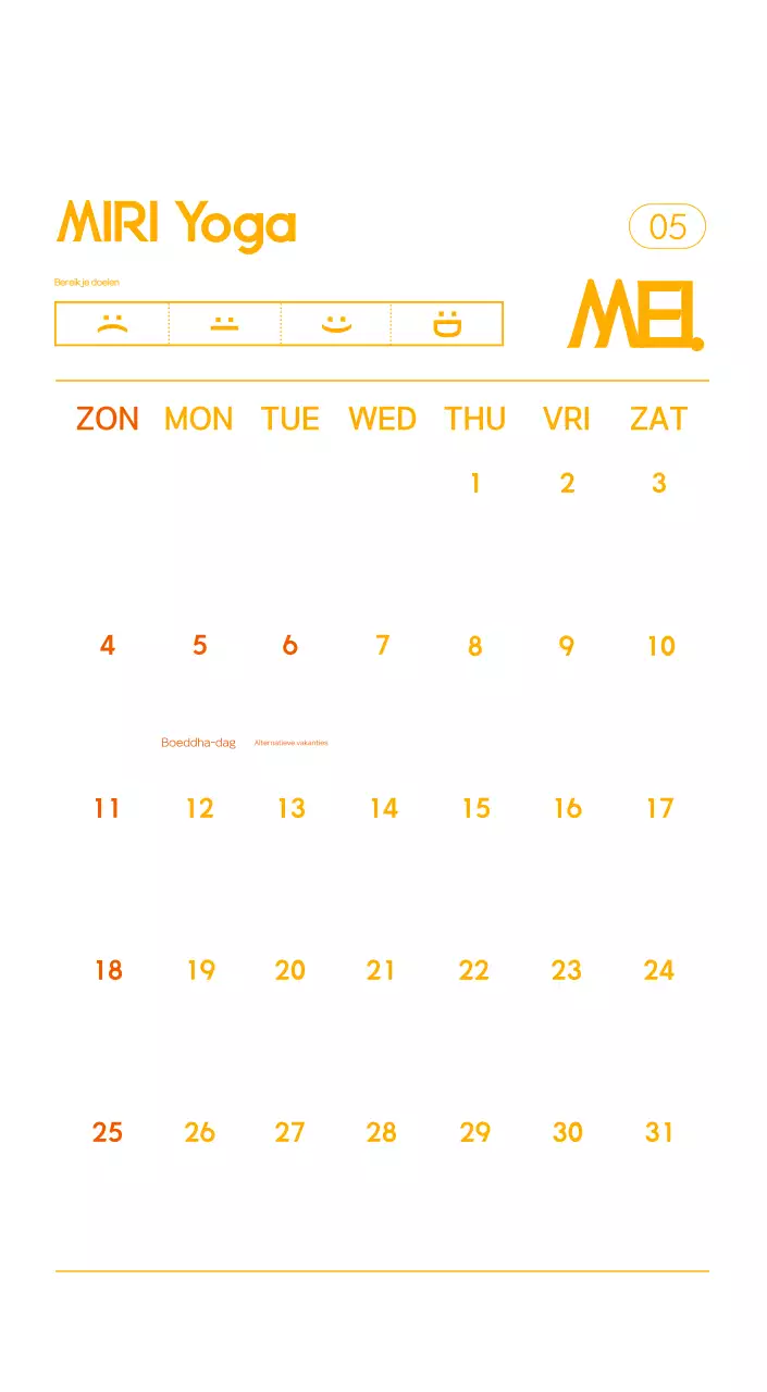 Oranje Minimalistische Yoga Promotiekalender