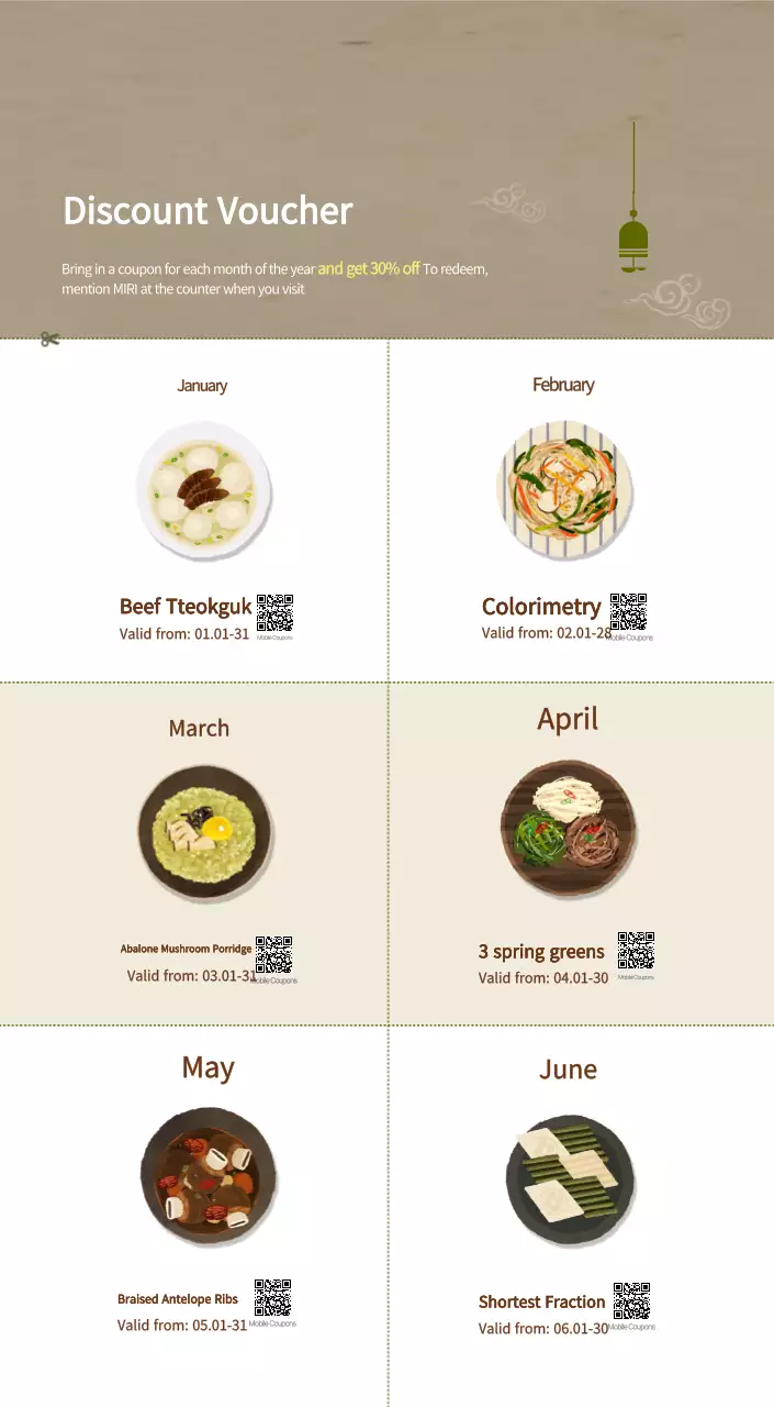 Beige Traditional Food Calendar