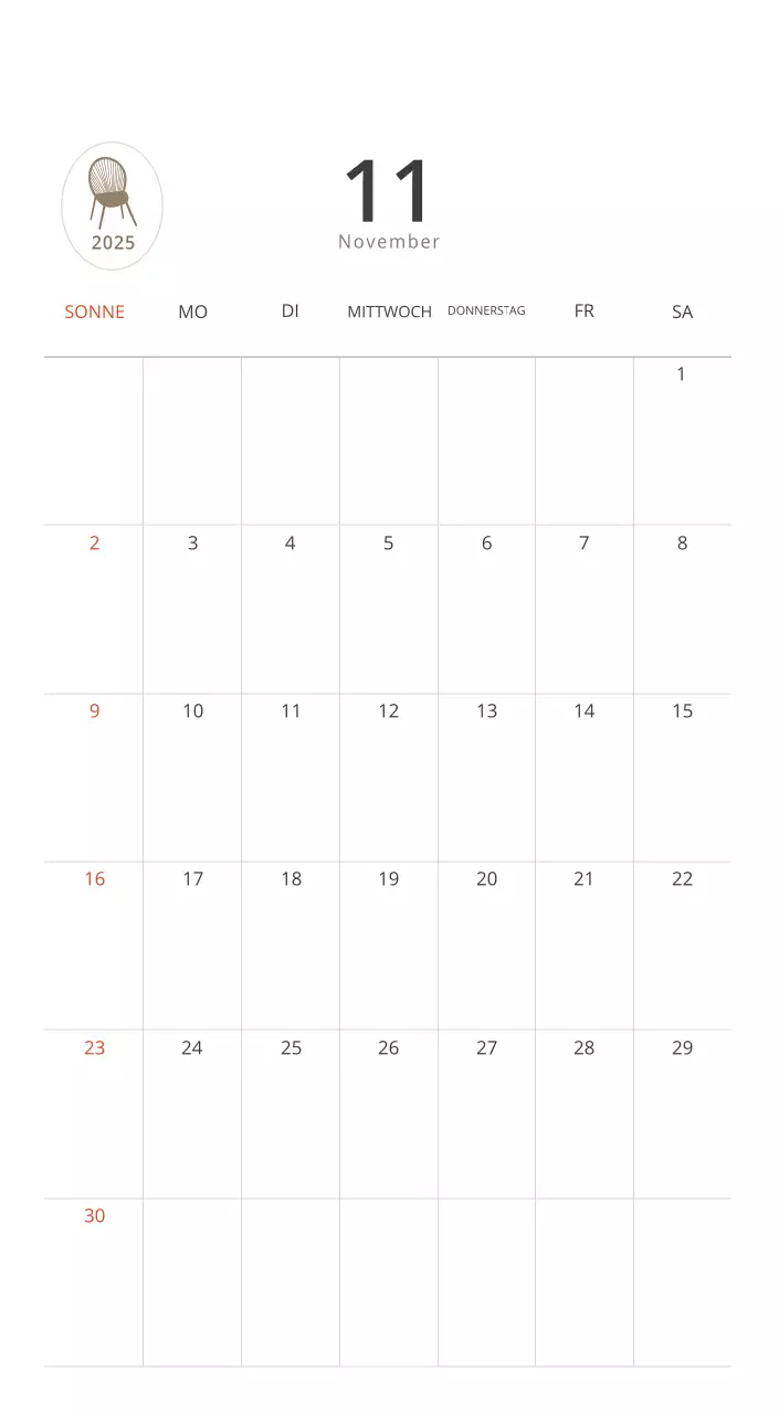 Beigefarbener minimalistischer Innenkalender