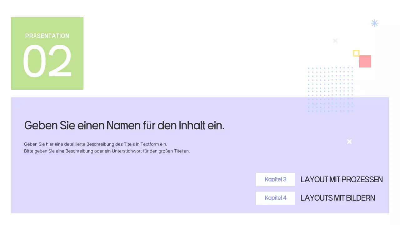 Prospekt mit einfachen Formen in Lila und Grau