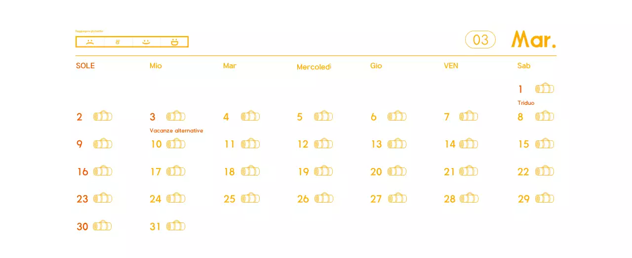 Calendario promozionale arancione dello yoga minimalista