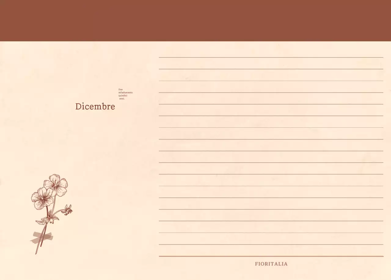 Un calendario sentimentale per fioristi in carta di lana marrone chiaro e marrone.