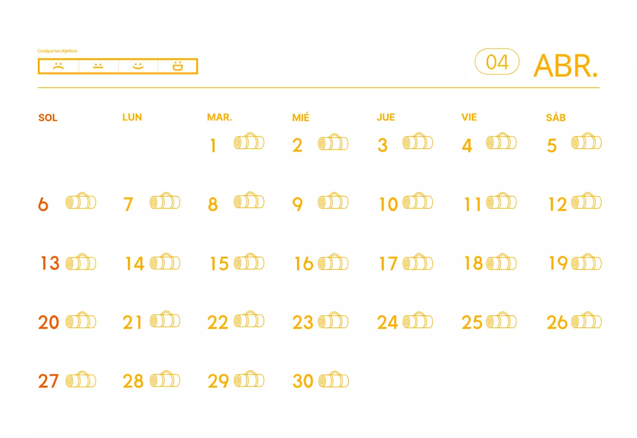 Calendario promocional de yoga minimalista naranja