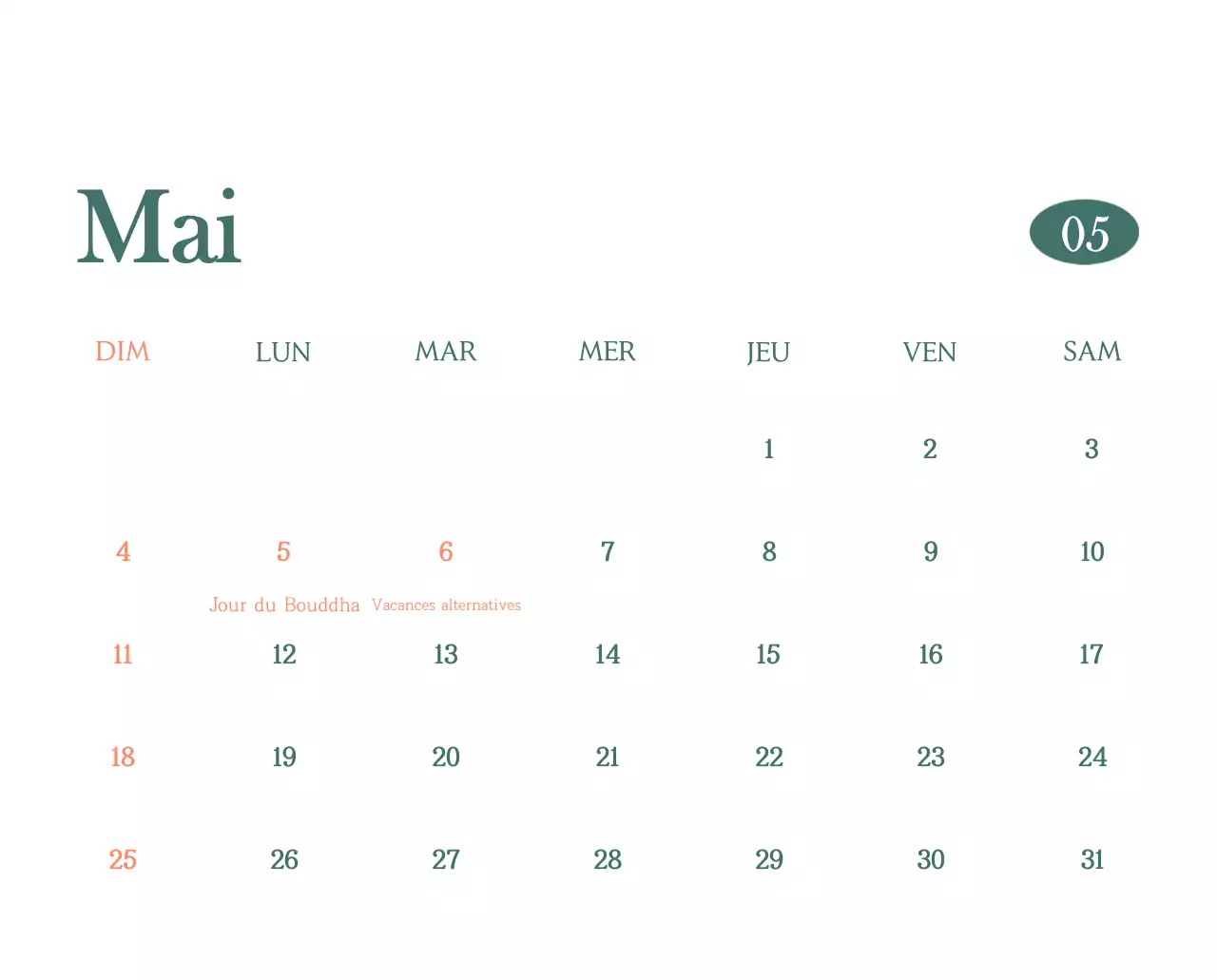 Un calendrier moderne pour les cafés avec des recommandations sur la boisson du mois.