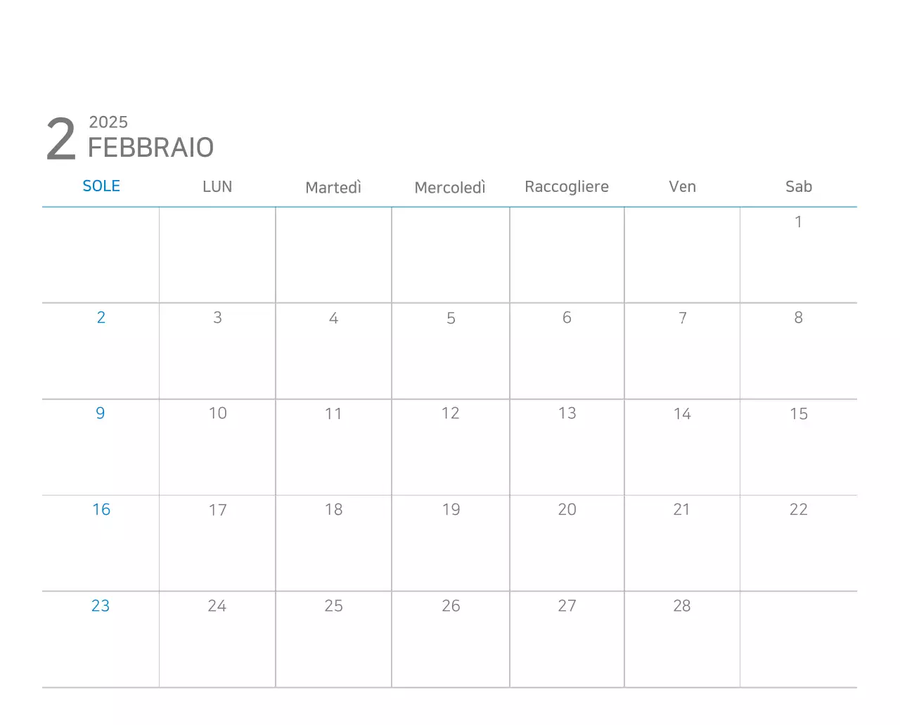 Calendario moderno blu Calendario moderno blu