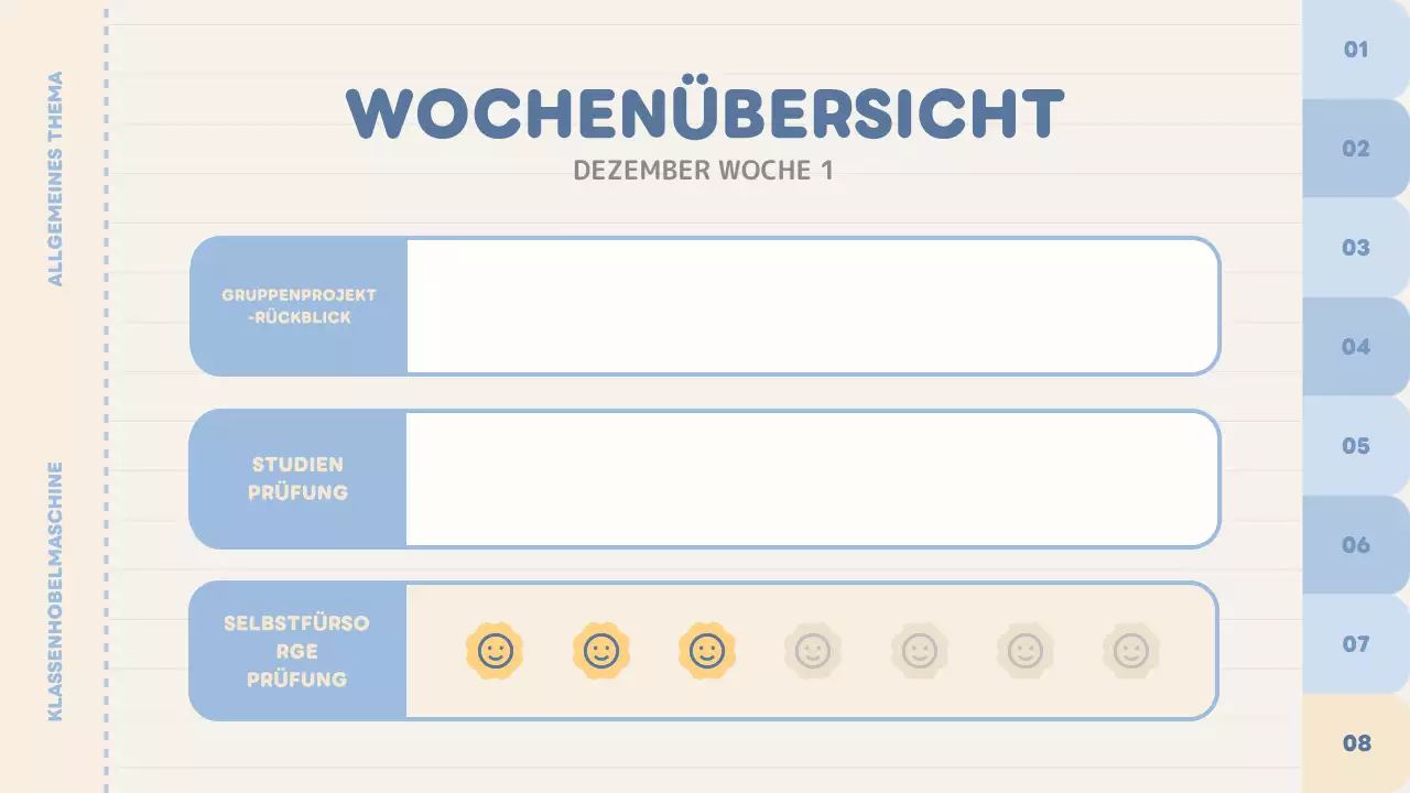 blauer einfarbiger Klassenplaner