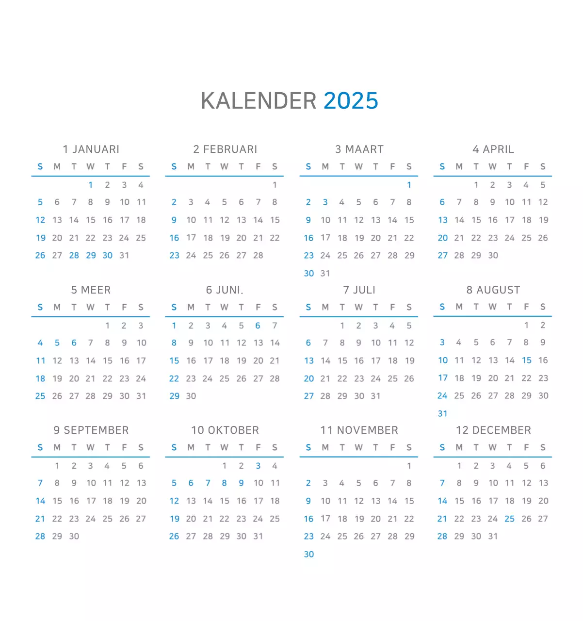 Blauwe minimalistische zakelijke kalenderadvertentie