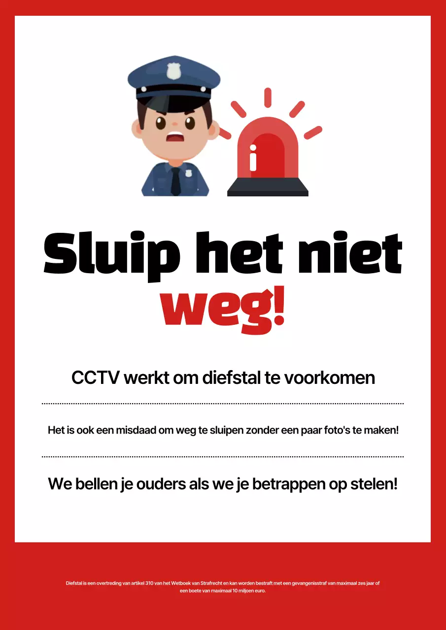 Rood Eenvoudig Pas op voor diefstal