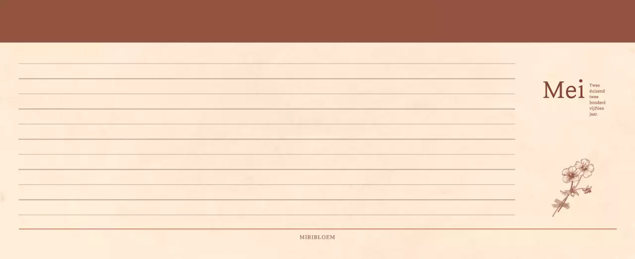 Een sentimentele bloemenkalender in lichtbruin en bruin wollen papierconcept