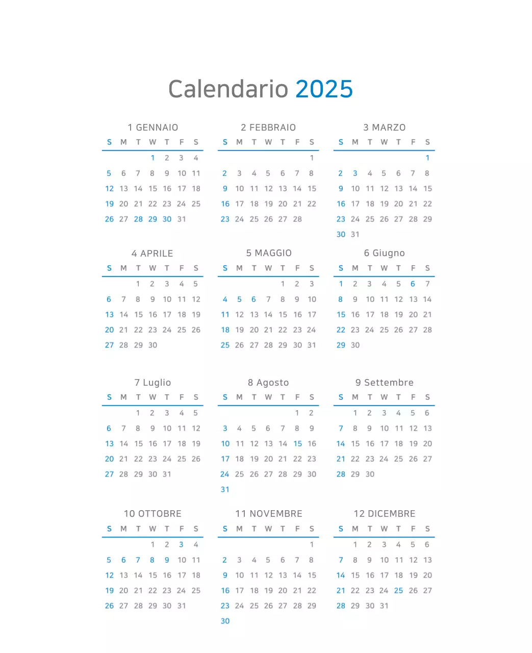 Calendario moderno blu Calendario moderno blu