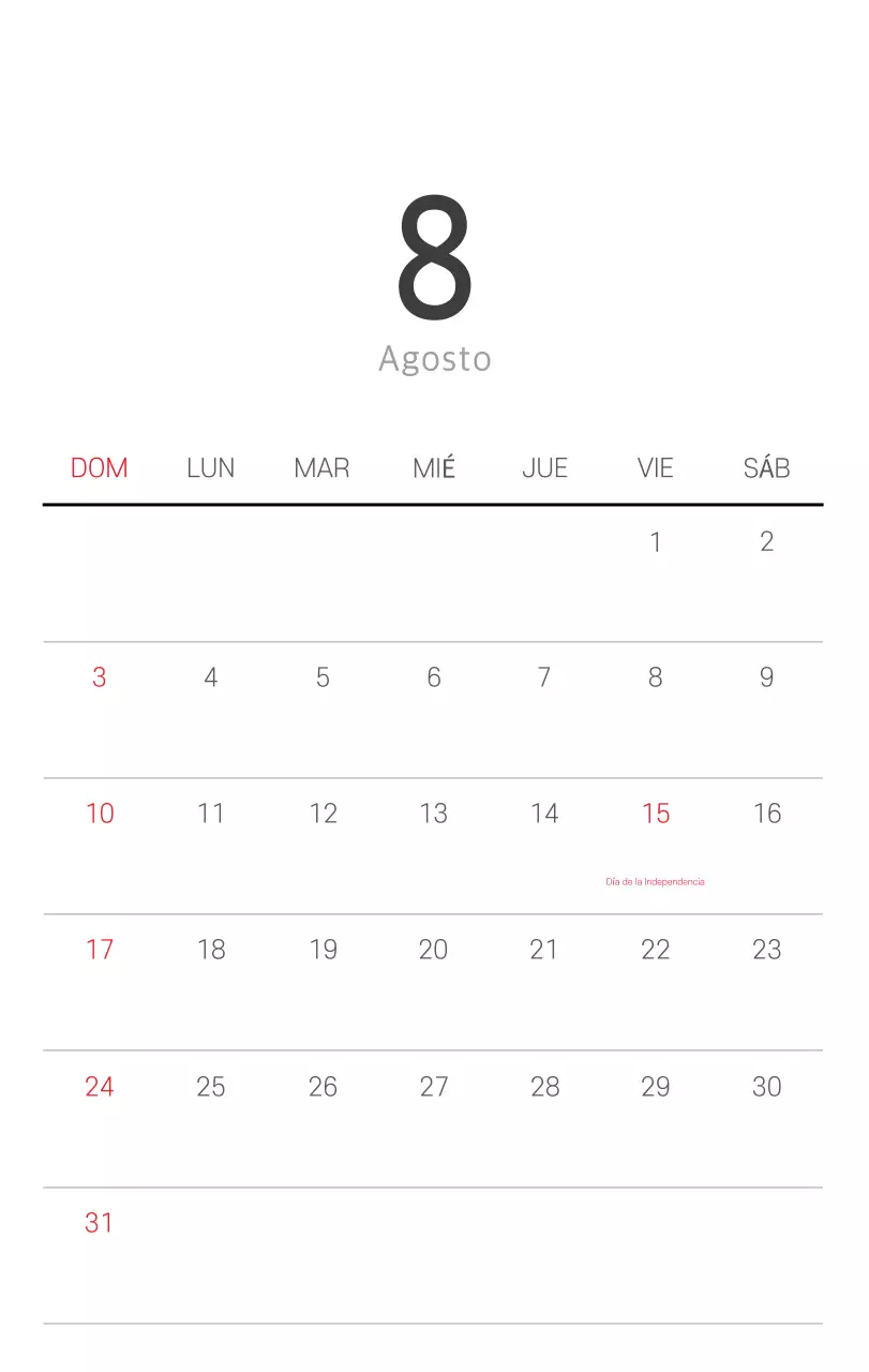 Calendario blanco de naturaleza botánica limpia