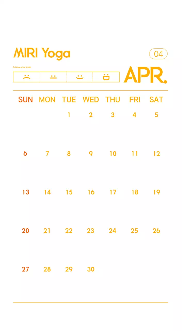 Orange Minimalist Yoga Promotional Calendar