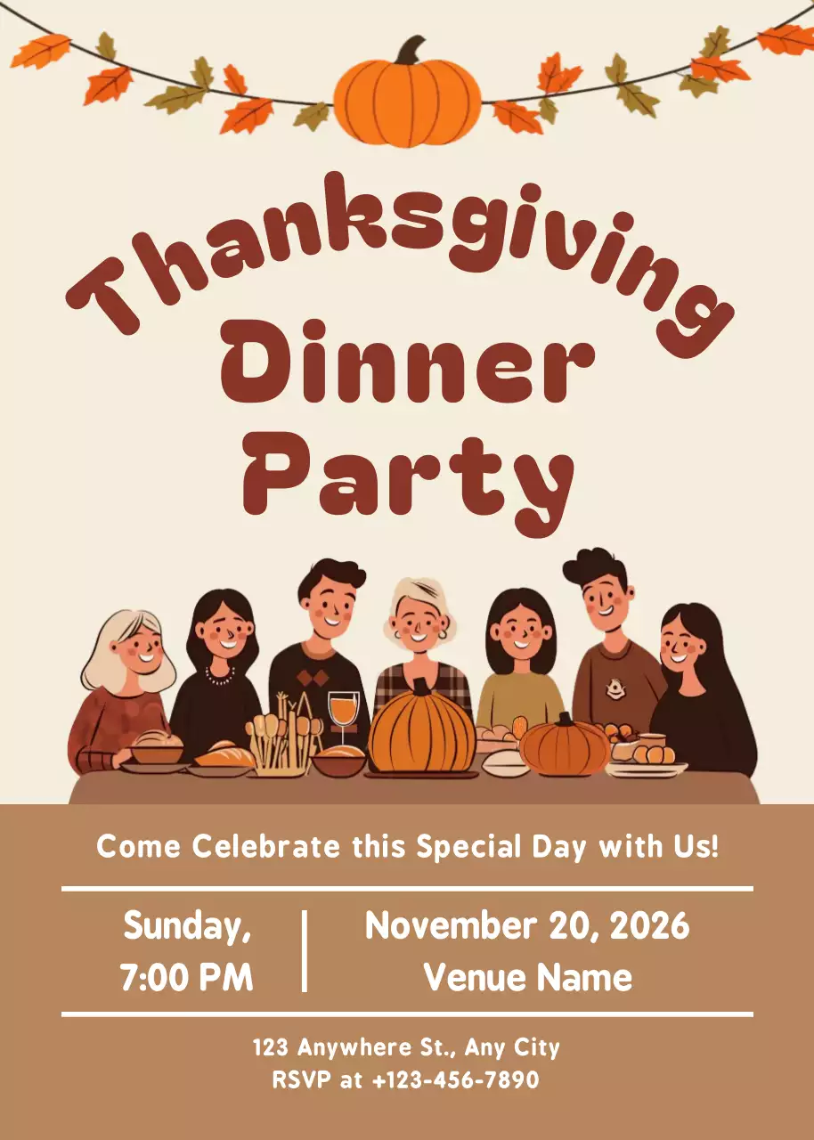 Brown Rustic Thanksgiving Invitation Poster