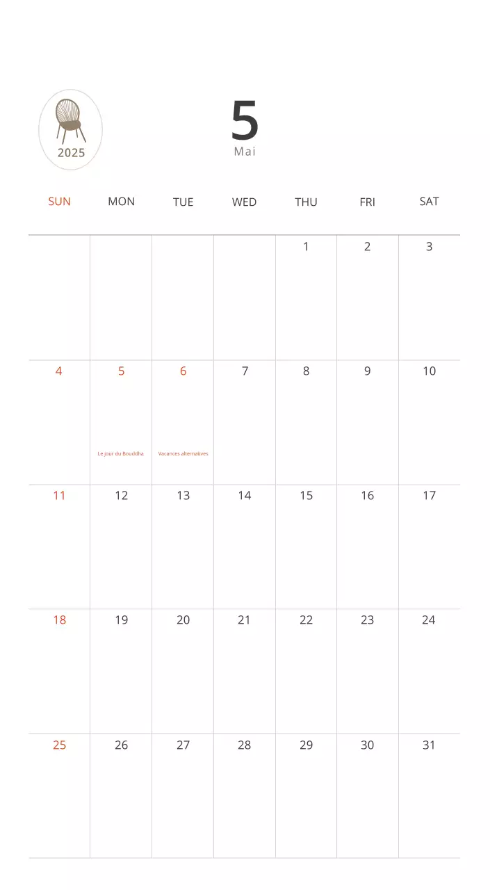 Calendrier intérieur minimaliste beige