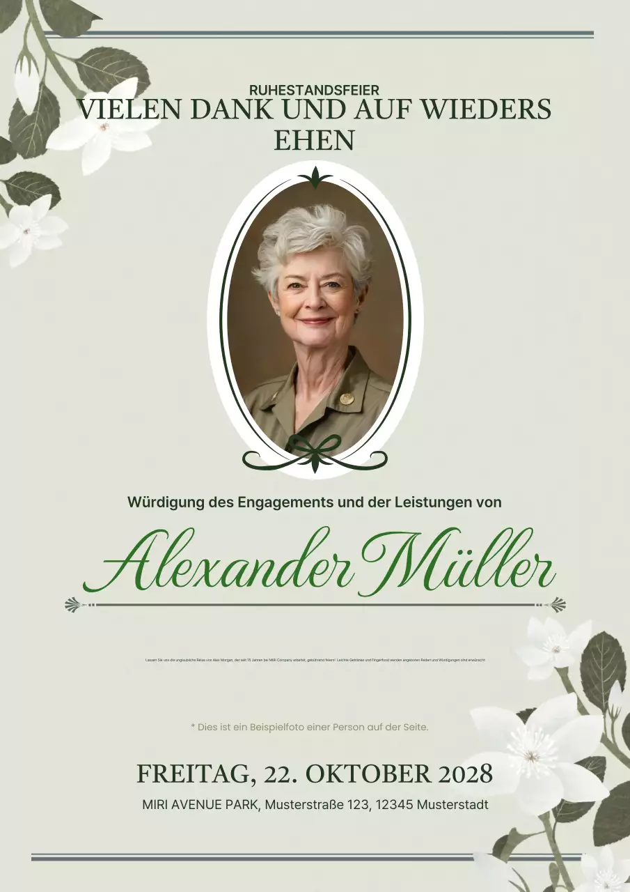 Salbei elegante Einladung zum Ruhestand