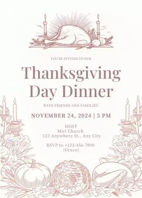 Beige Traditional Thanksgiving Invitation Poster