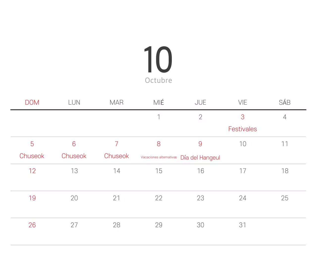 Calendario blanco de naturaleza botánica limpia