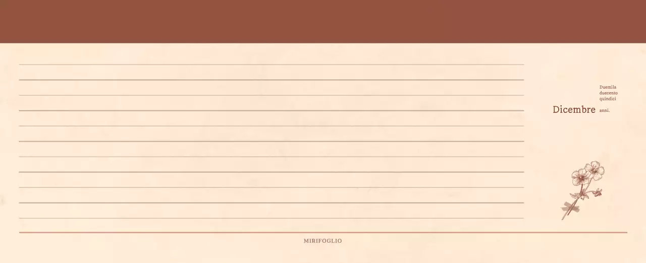 Un calendario sentimentale per fioristi in carta di lana marrone chiaro e marrone.