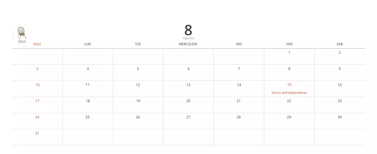 Calendario interno minimalista beige