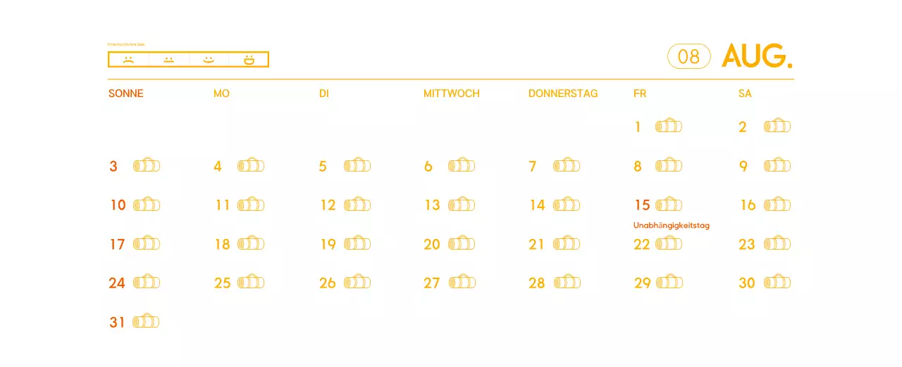 Orange Minimalistischer Yoga-Aktionskalender