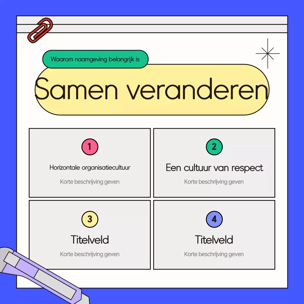 Een blauwe, kitscherige zakengids